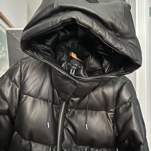 Mackage black Leather winter bomber jacket. Size small - Picture 3 of 7